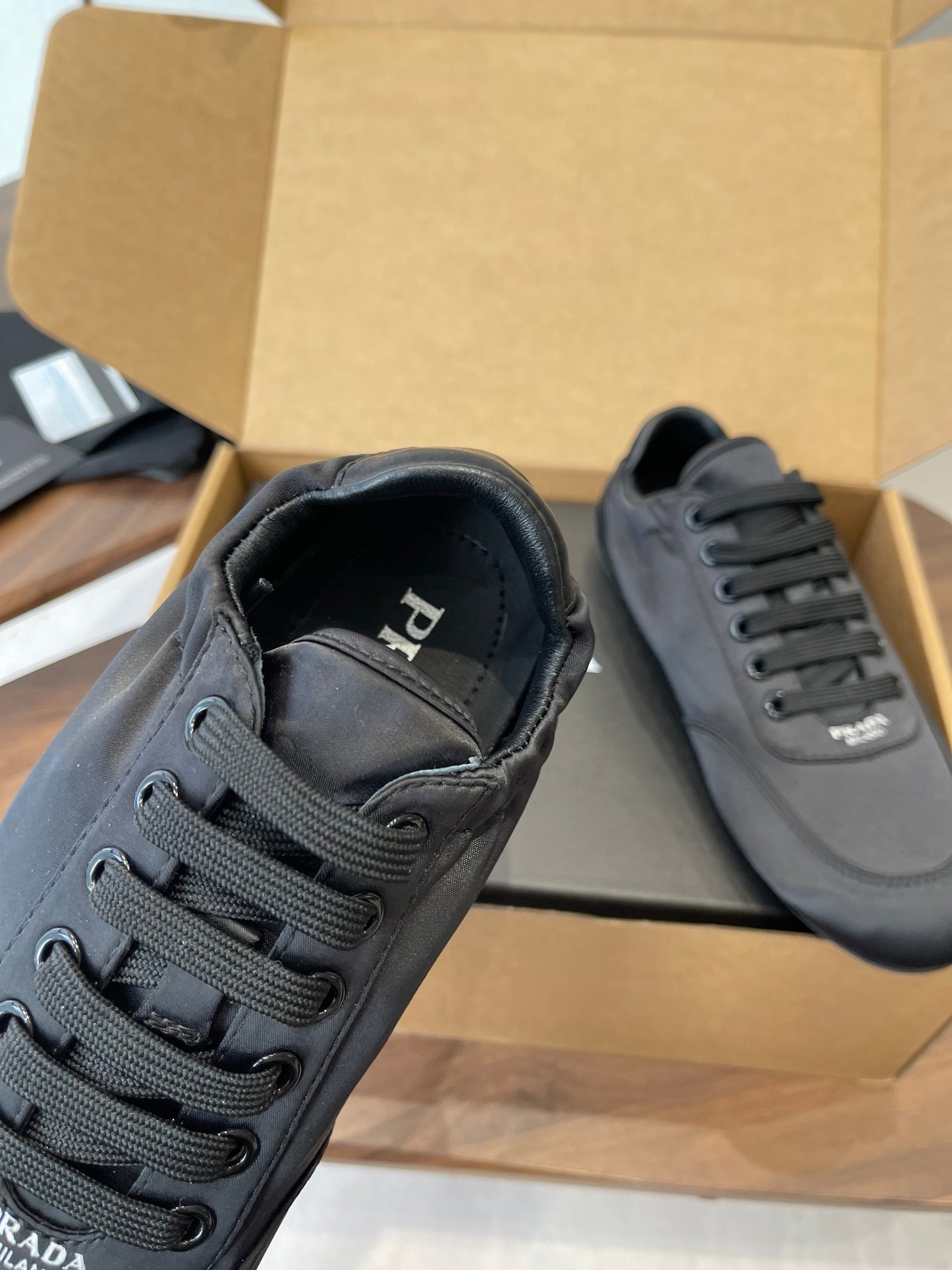 PRADA 25S SNEAKER IN BLACK SILK - 35
