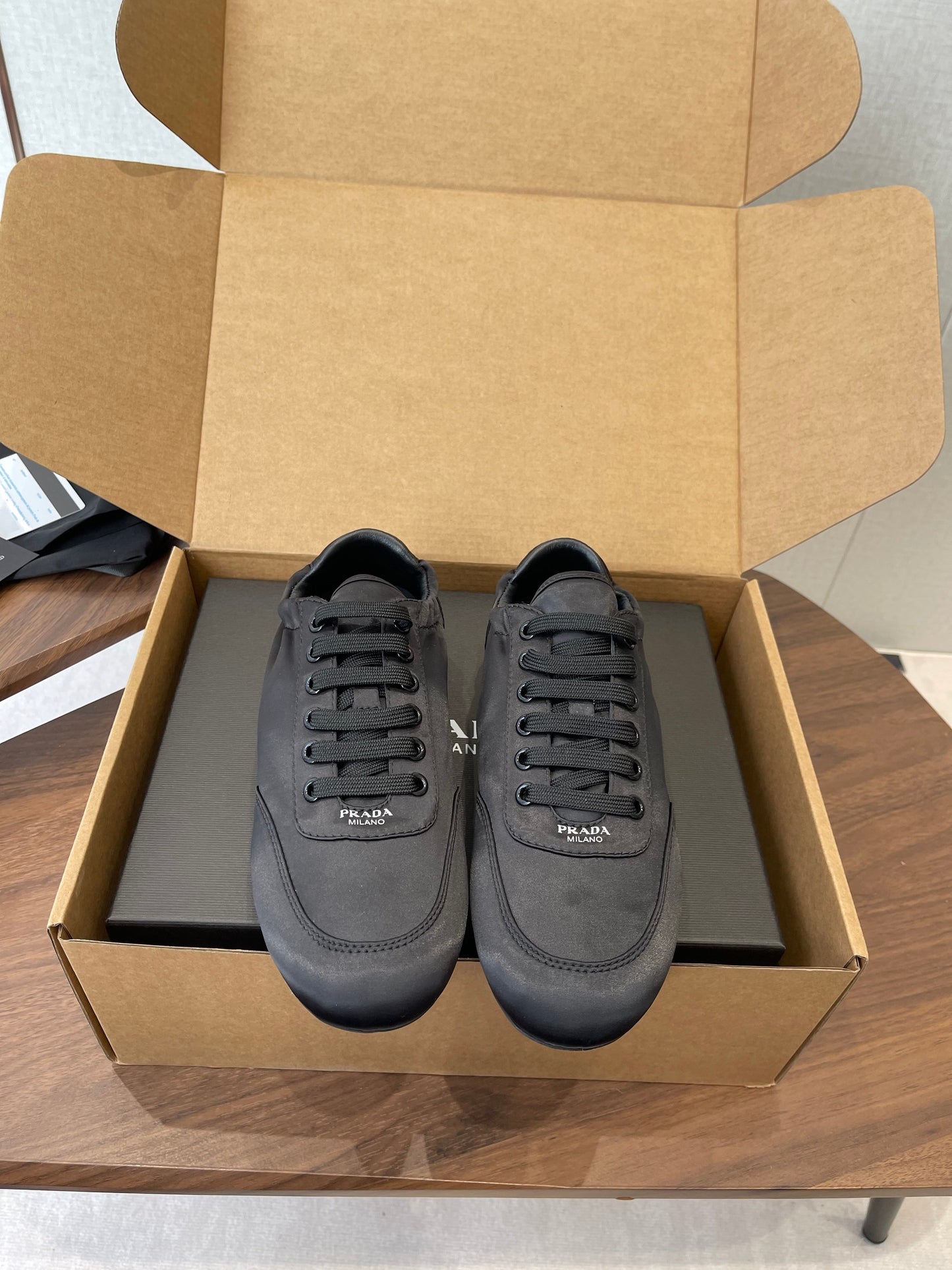 PRADA 25S SNEAKER IN BLACK SILK - 35