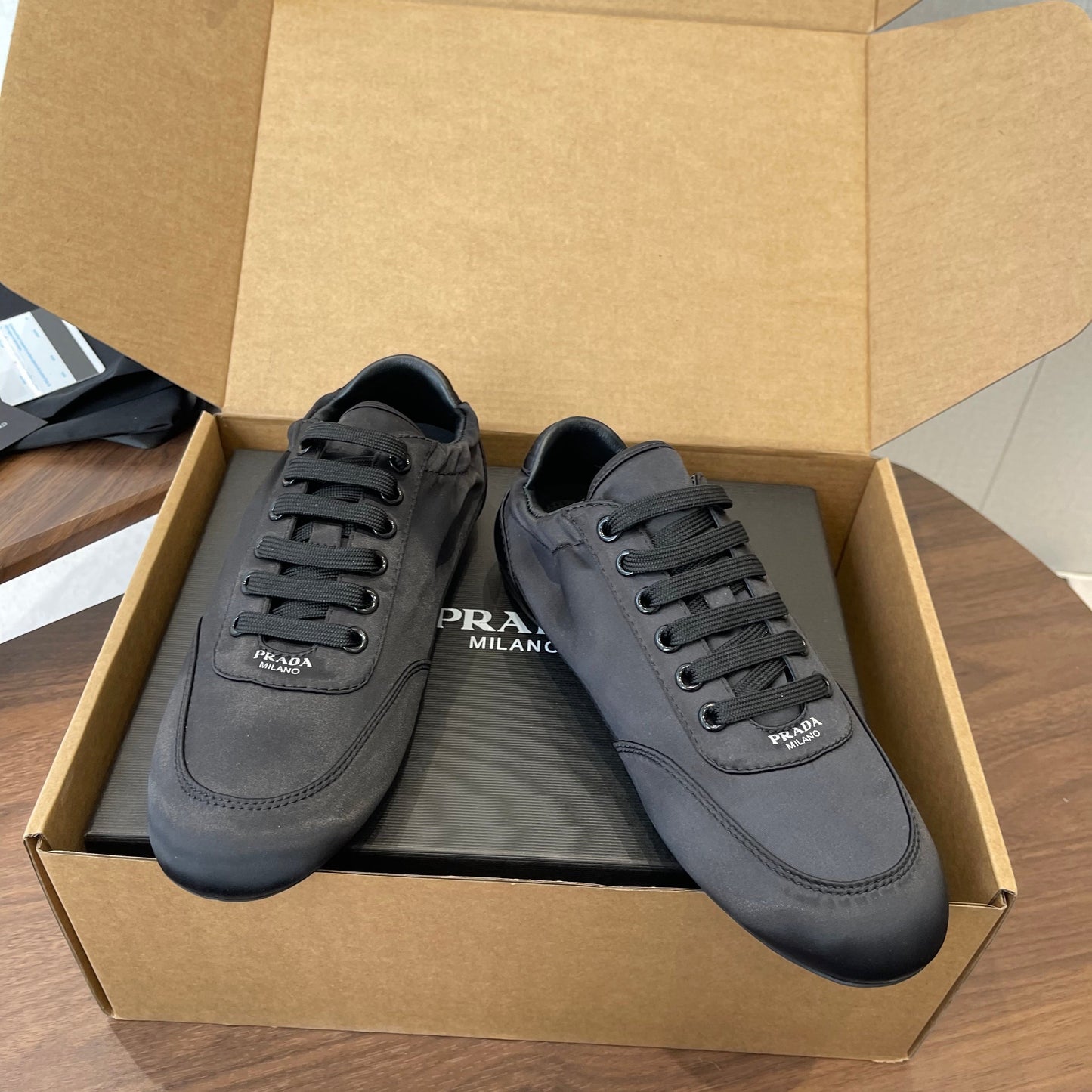 PRADA 25S SNEAKER IN BLACK SILK - 35