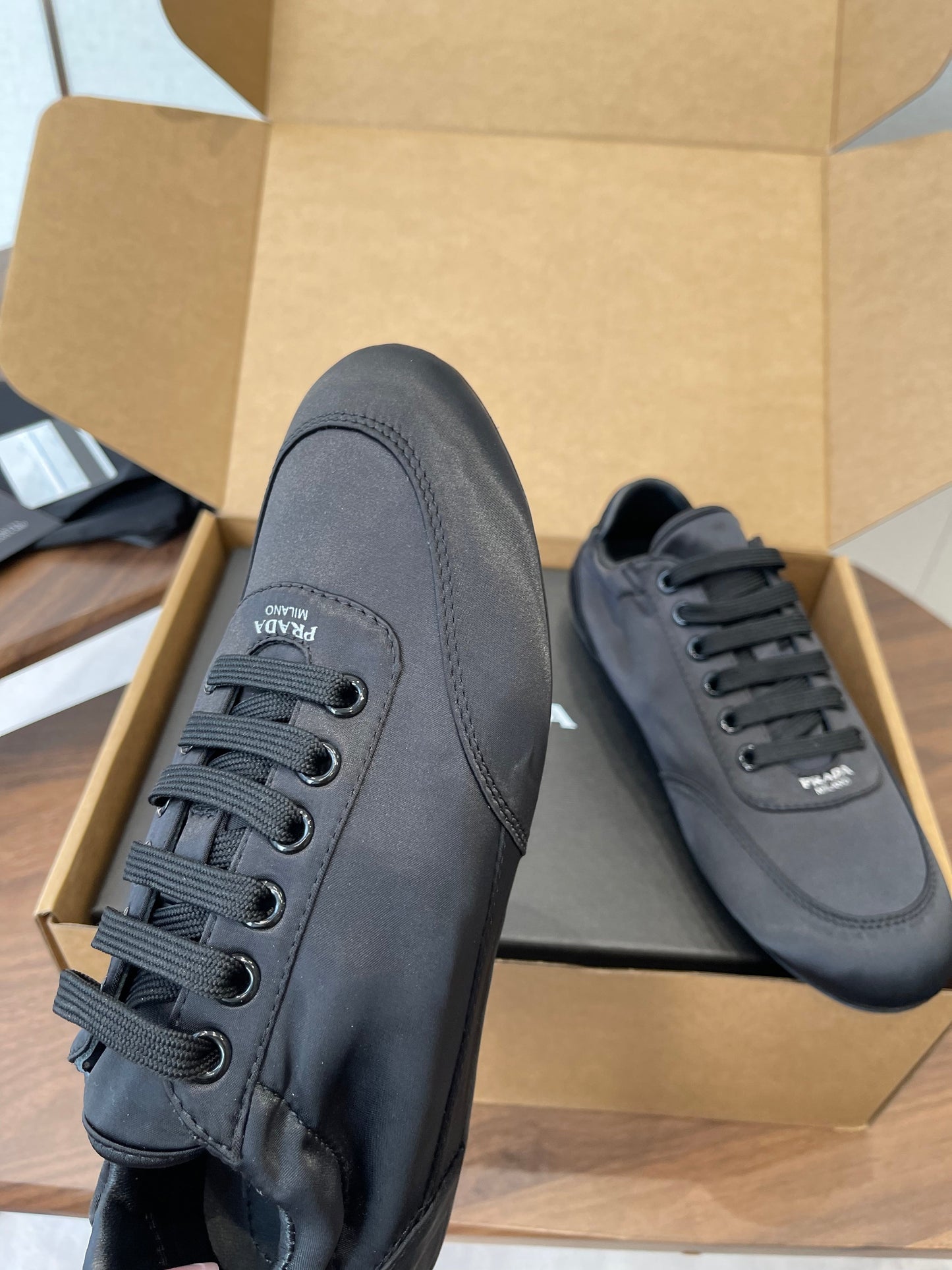 PRADA 25S SNEAKER IN BLACK SILK - 35