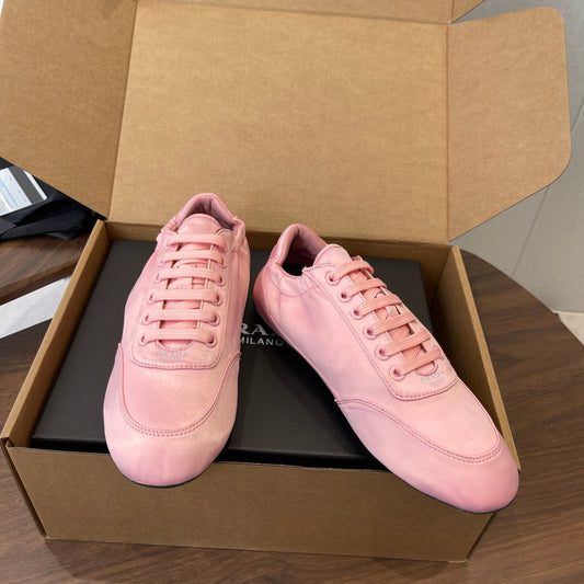 КРОСІВКИ PRADA 25S ІЗ РОЖЕВОГО ШОВКУ - 35