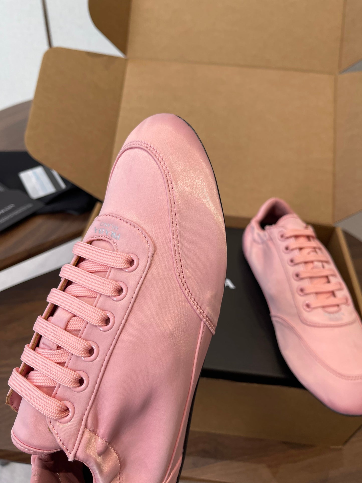PRADA 25S SNEAKER IN PINK SILK - 35