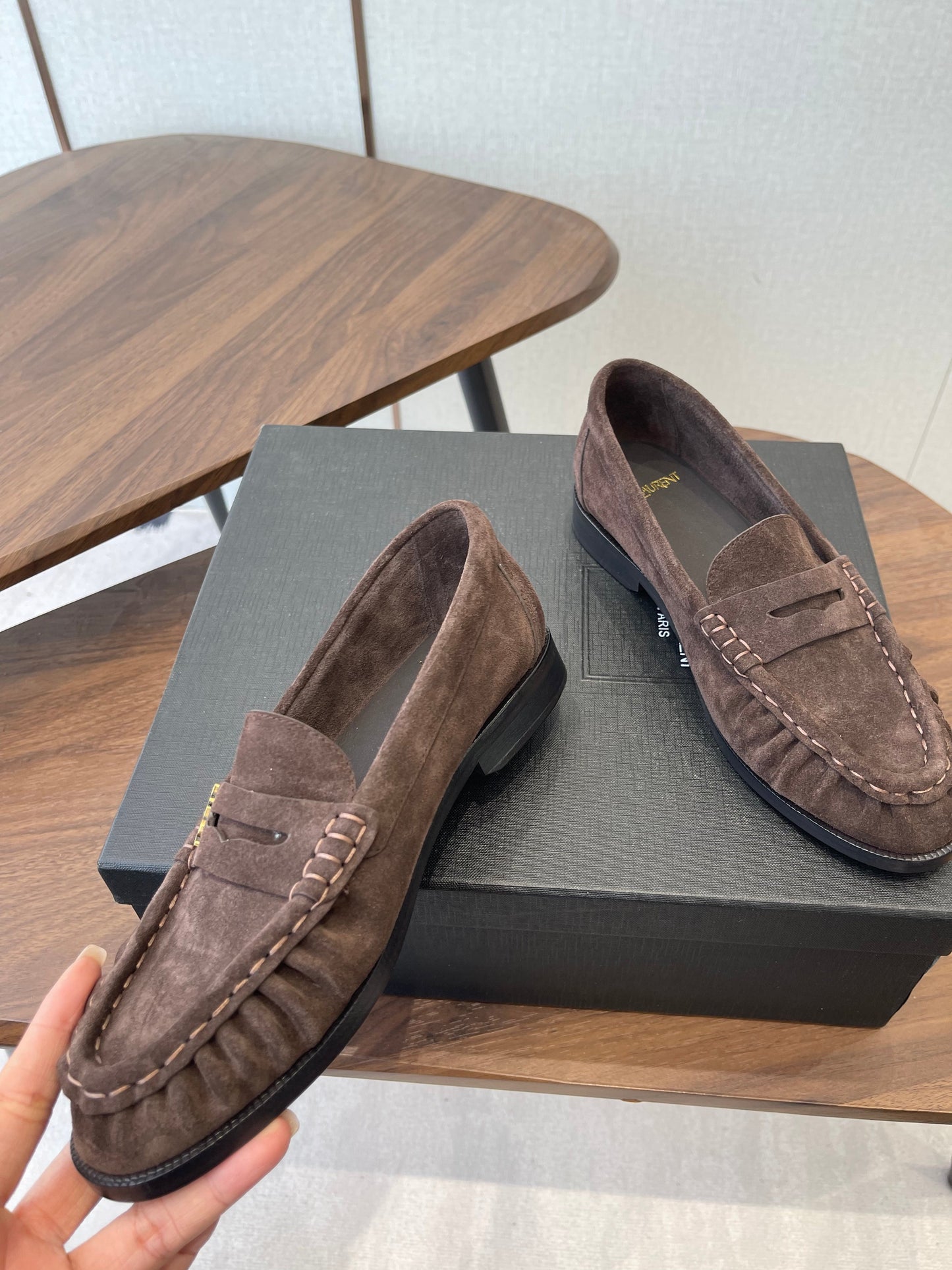 ЛОФЕРИ YSL 26S З КОРИЧНЕВОЇ ЗАМШІ