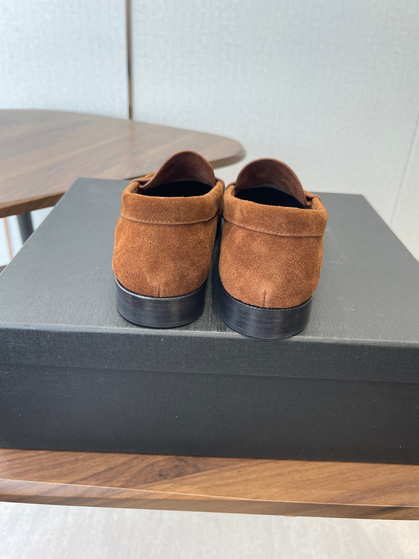 YSL 26S LOAFER IN BURNT ORANGE BROWN SUEDE