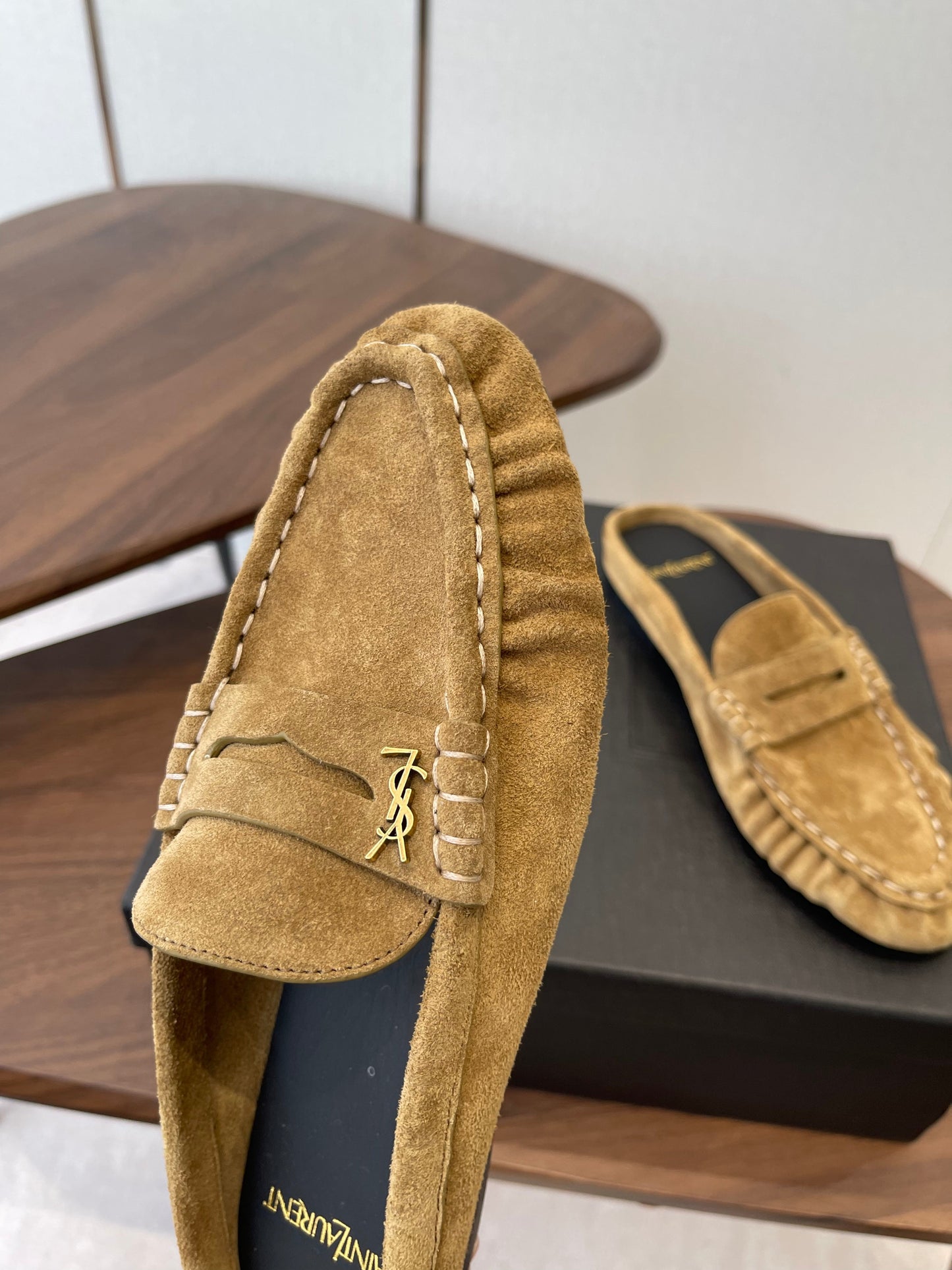 ЛОФЕРИ-МЮЛІ YSL 26S ЗІ СВІТЛО-КОРИЧНЕВОЇ ЗАМШІ