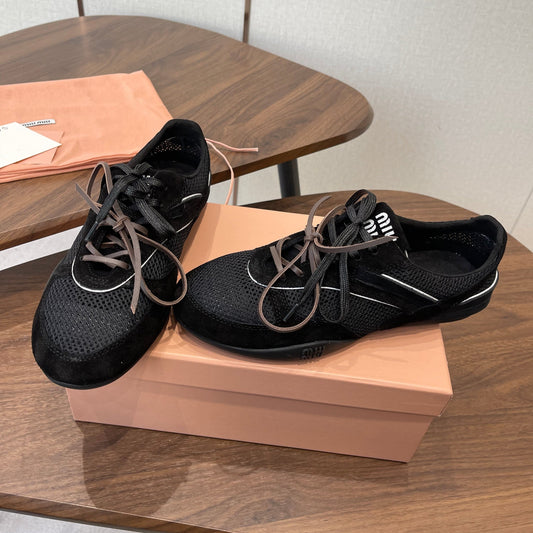 КРОСІВКИ MIUMIU 26S З ЧОРНОЇ СІТКИ ТА ЗАМШІ