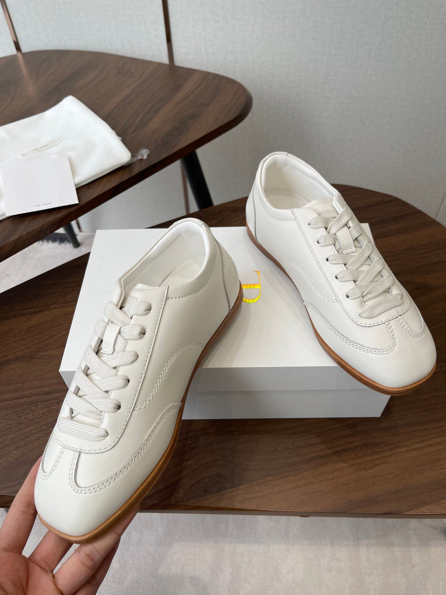 THE ROW 26S SNEAKERS IN WHITE CALFSKIN