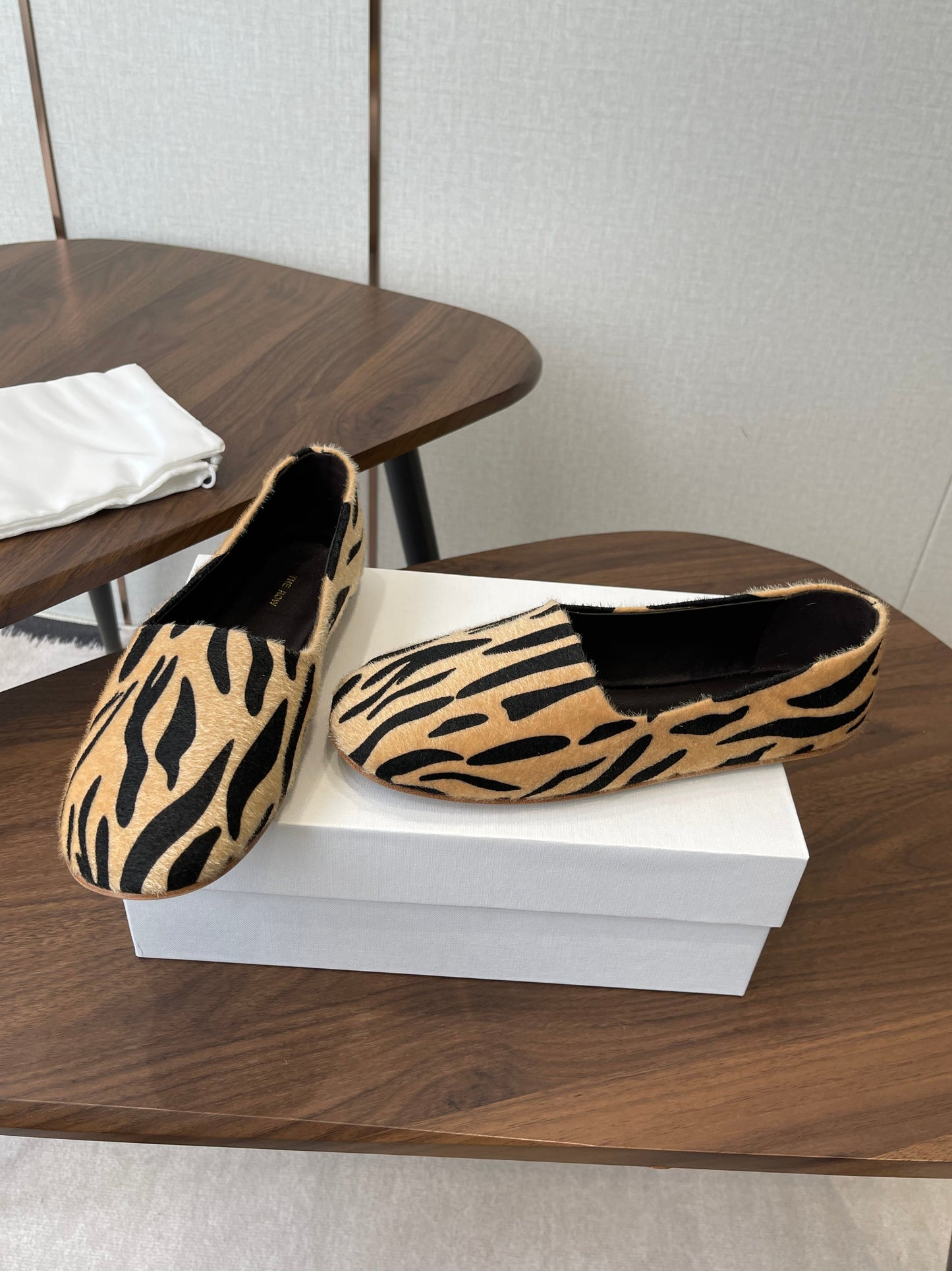 THE ROW 26S MARY JANES IN BEIGE ZEBRA PRINT PONY HAIR