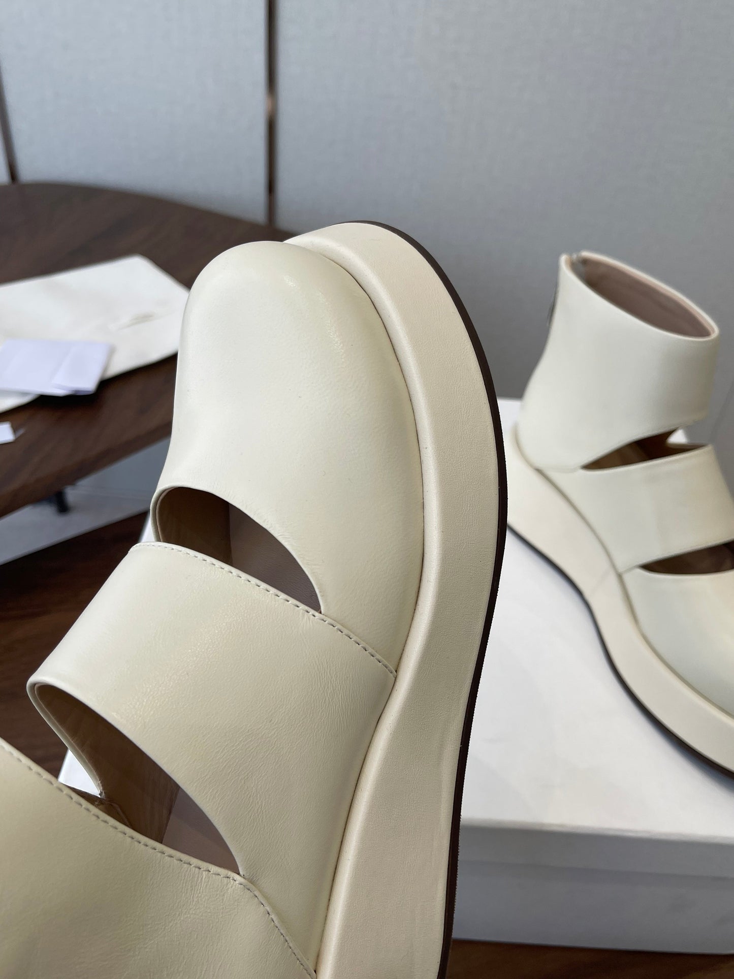 THE ROW 26S PLATFORM MARY JANE IN CREAM WHITE CALFSKIN