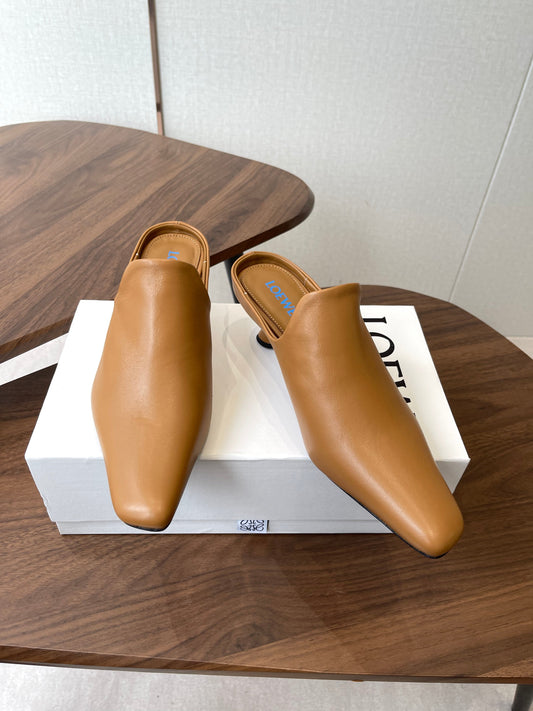 Мюлі LOEWE 26S EMILY 55 мм з коричневої телячої шкіри