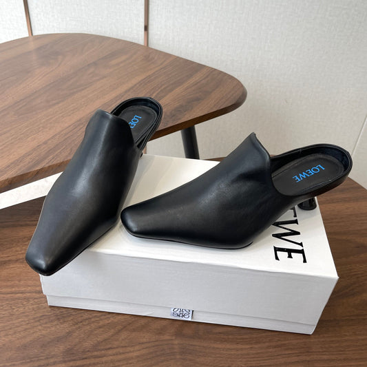 Мюлі LOEWE 26S EMILY 55 мм з чорної телячої шкіри