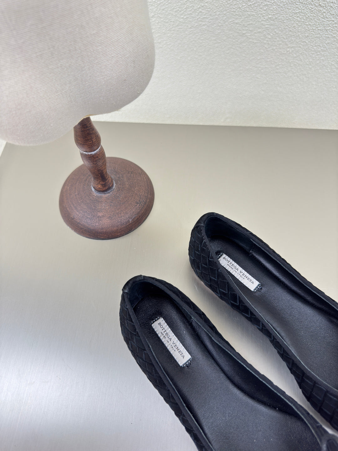 BALLET FLAT IN BLACK INTRECCIATO SUEDE WITH BOW - 35