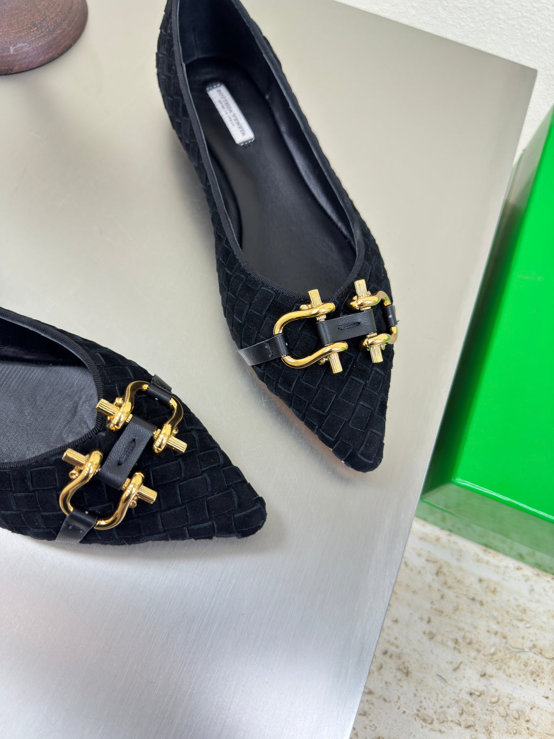 BALLET FLAT IN BLACK INTRECCIATO SUEDE - 35