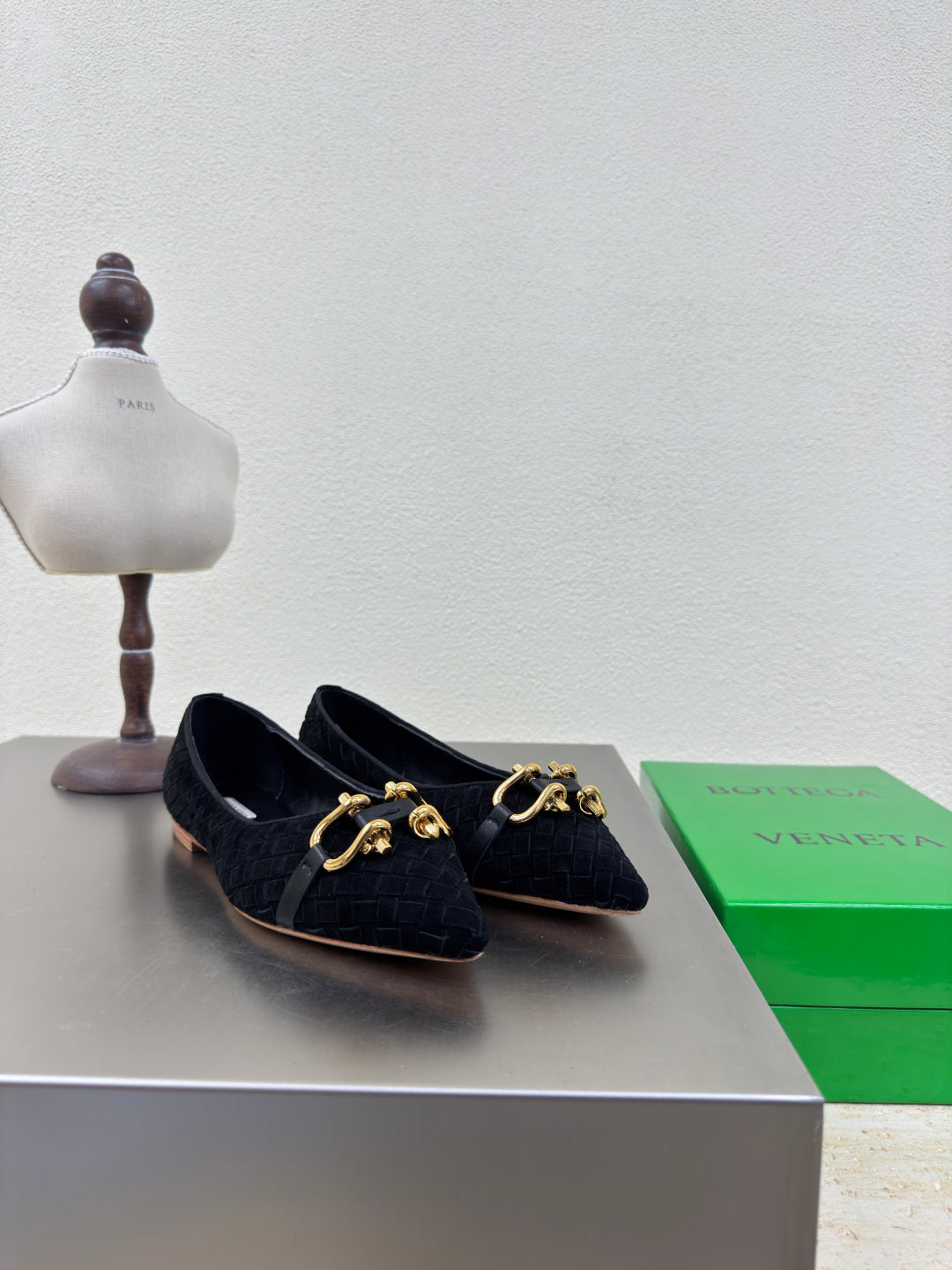 BALLET FLAT IN BLACK INTRECCIATO SUEDE - 35