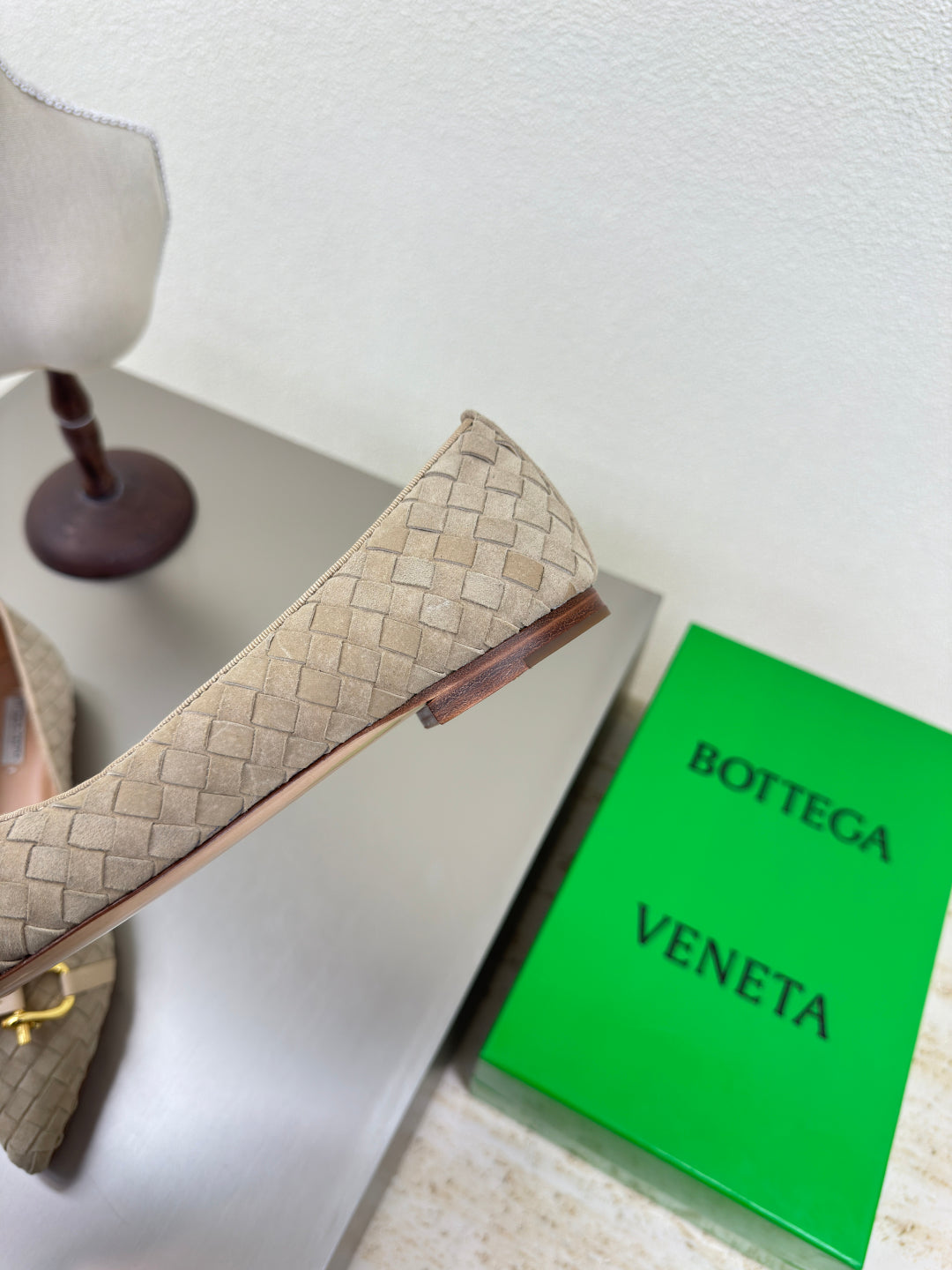 BALLET FLAT IN SAND BROWN INTRECCIATO SUEDE - 35