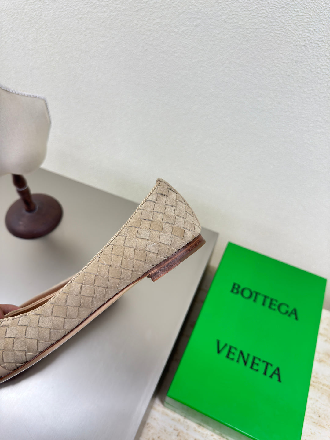 BALLET FLAT IN SAND BROWN INTRECCIATO SUEDE - 35