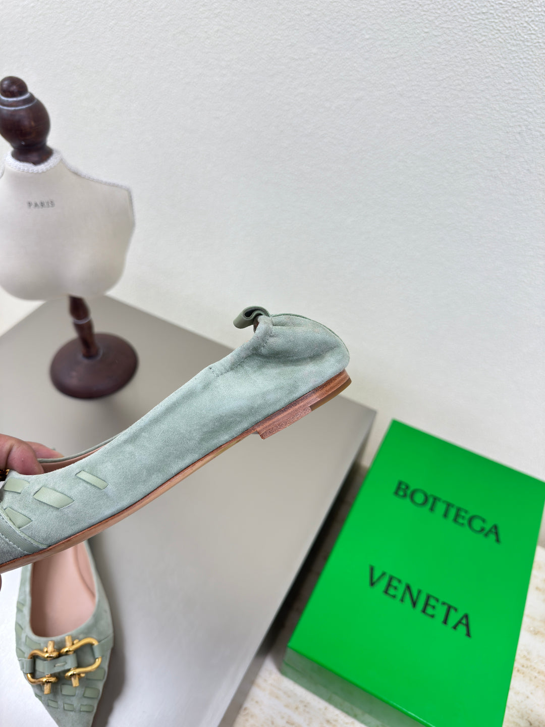 BALLET FLAT IN LIGHT BLUE SUEDE - 35