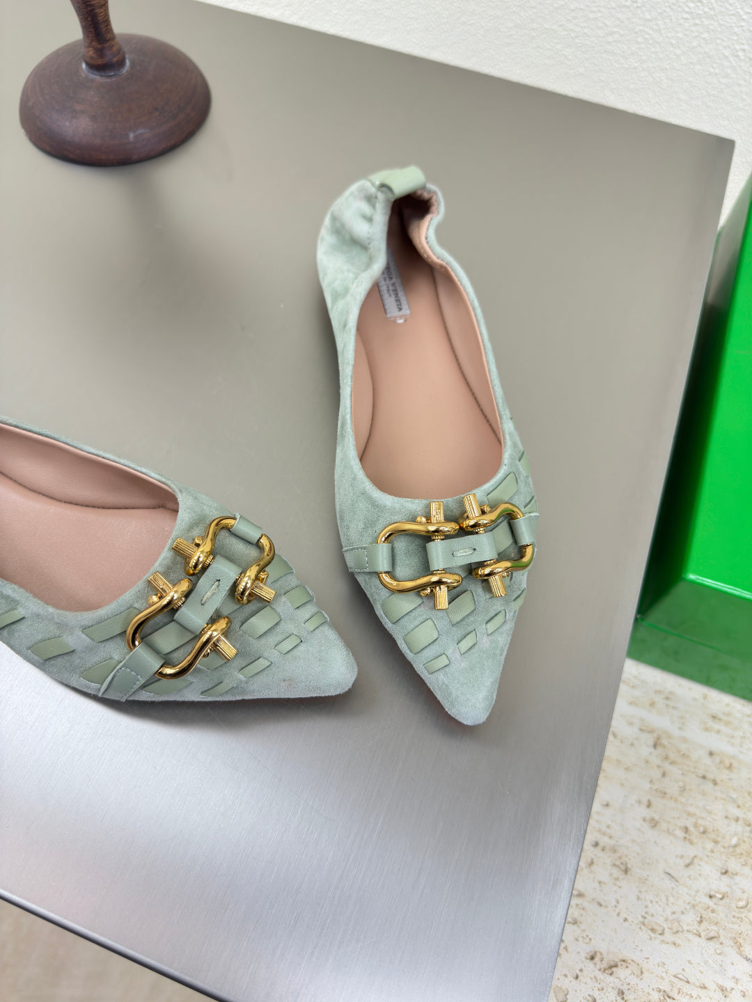 BALLET FLAT IN LIGHT BLUE SUEDE - 35