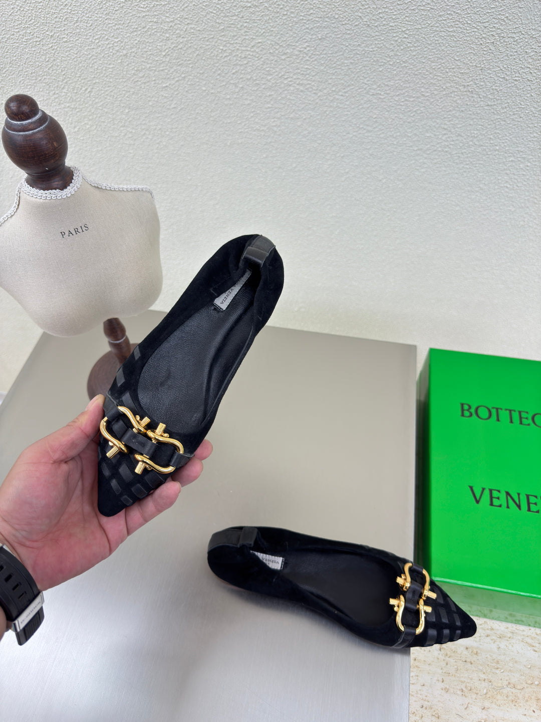 BALLET FLAT IN BLACK SUEDE - 35