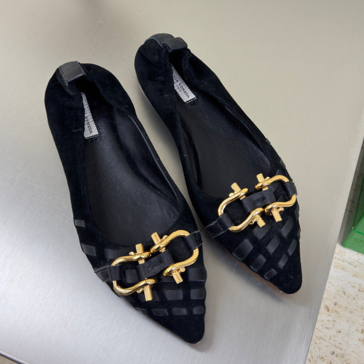BALLET FLAT IN BLACK SUEDE - 35