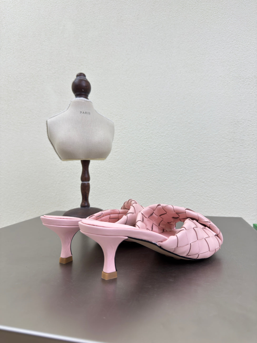 BLINK HIGH 5 CM MULE IN LIGHT PINK INTRECCIATO LEATHER - 35