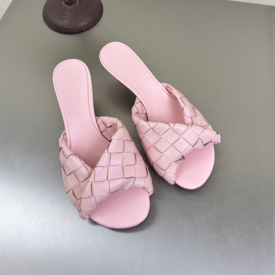 BLINK HIGH 5 CM MULE IN LIGHT PINK INTRECCIATO LEATHER - 35