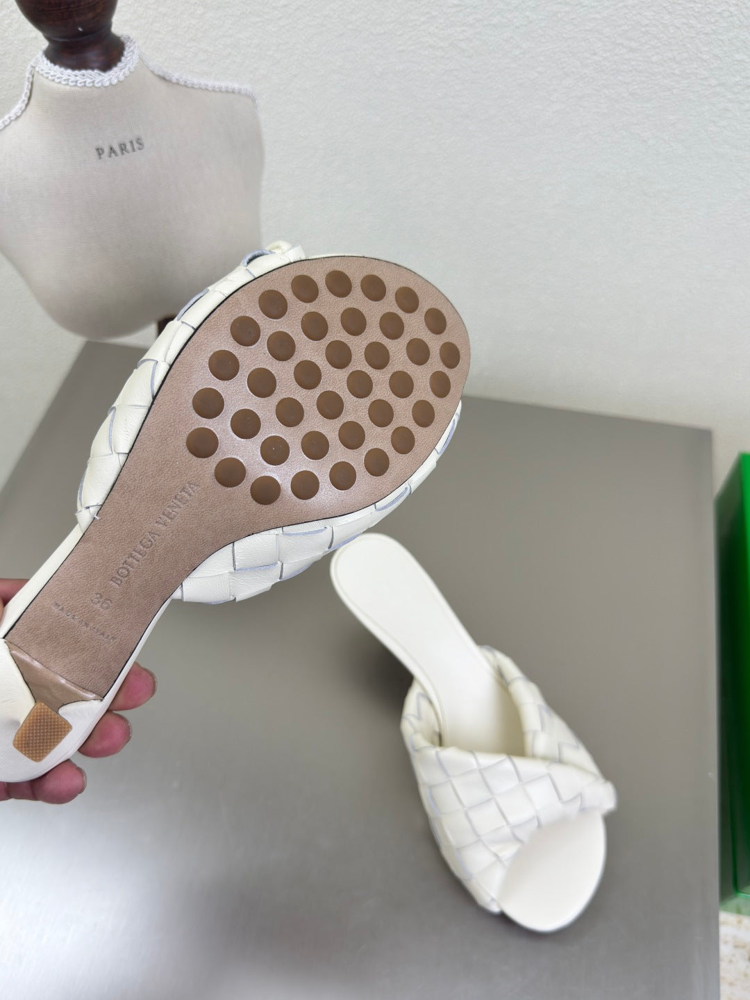 BLINK HIGH 5 CM MULE IN WHITE INTRECCIATO LEATHER - 35