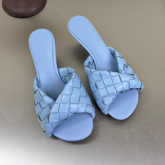 BLINK HIGH 5 CM MULE IN CERULEAN BLUE INTRECCIATO LEATHER - 35