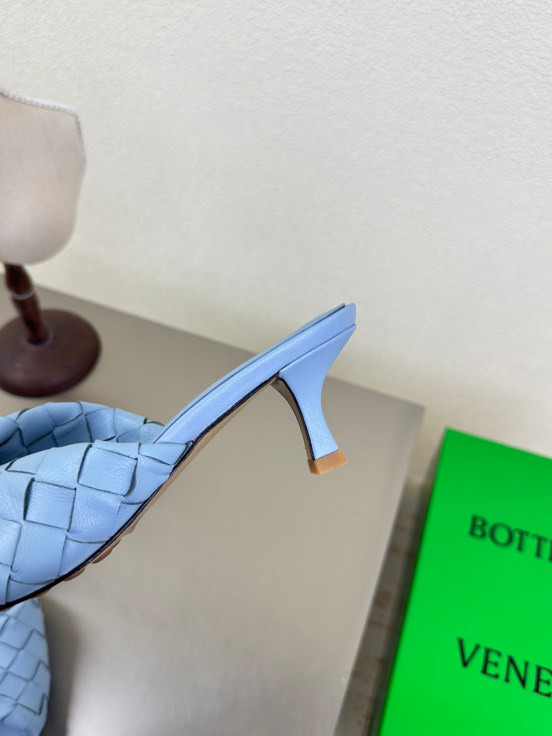 BLINK HIGH 5 CM MULE IN CERULEAN BLUE INTRECCIATO LEATHER - 35