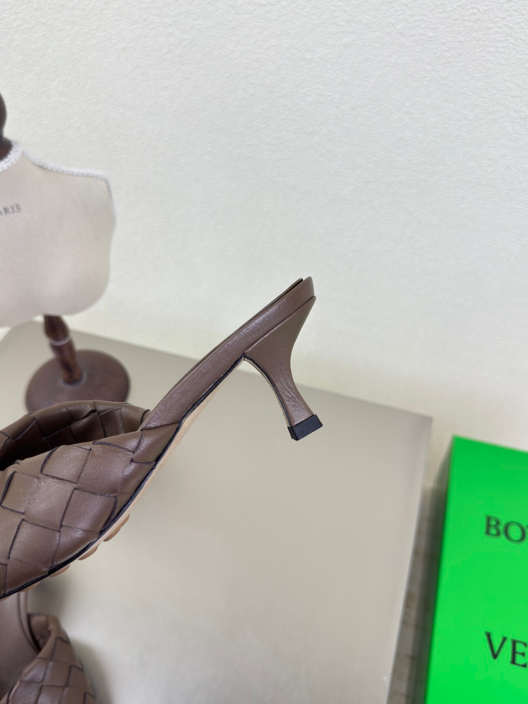 BLINK HIGH 5 CM MULE IN CAROB BROWN INTRECCIATO LEATHER - 35