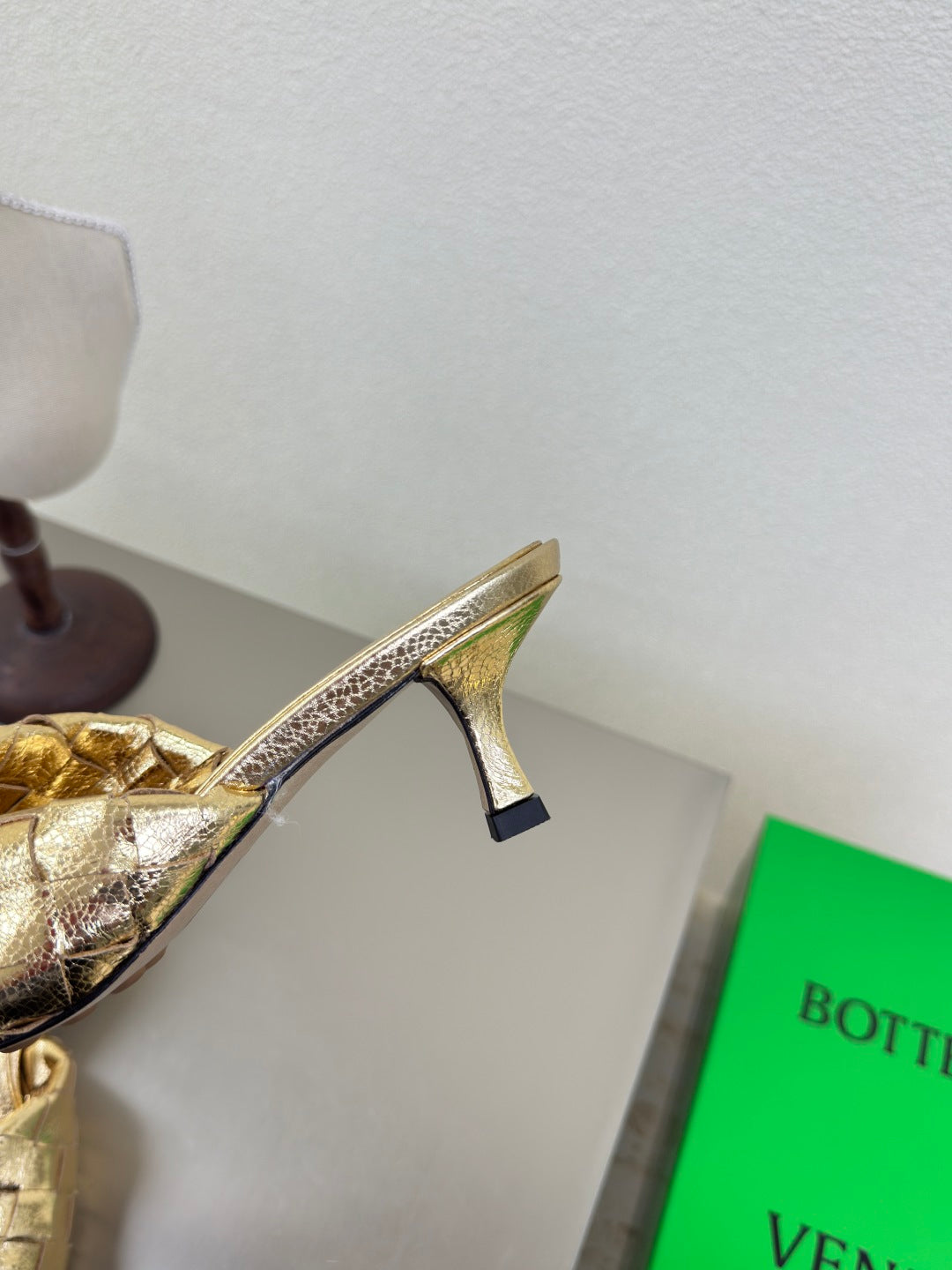BLINK HIGH 5 CM MULE IN GOLD INTRECCIATO LEATHER - 35