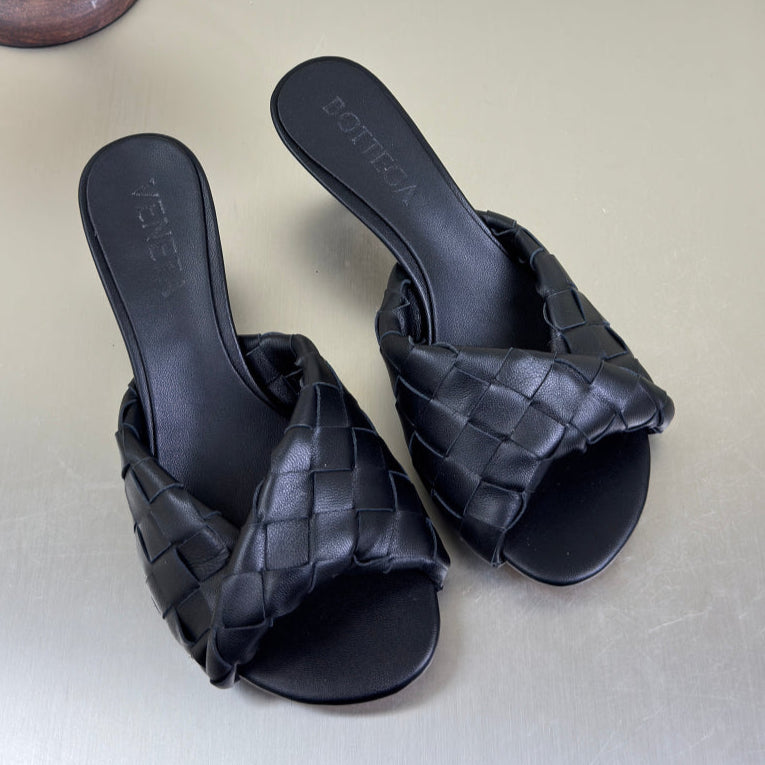 BLINK HIGH 5 CM MULE IN BLACK INTRECCIATO LEATHER - 35