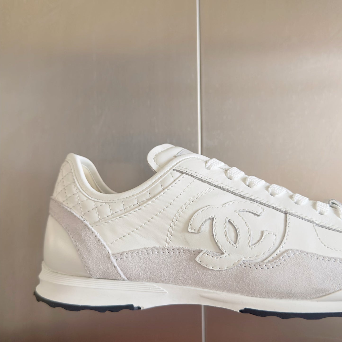 CHANEL 25S SNEAKERS 20MM IN WHITE CALFSKIN - 35