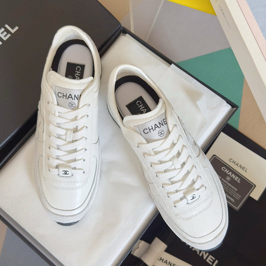 CHANEL 25S SNEAKERS 20MM IN WHITE CALFSKIN - 35