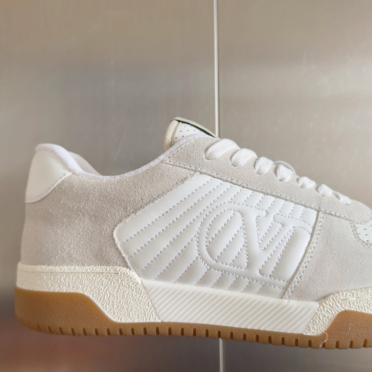 VALENTINO 25S GARAVANI FREEDOTS SNEAKERS IN BEIGE SUEDE AND WHITE LAMBSKIN - 35