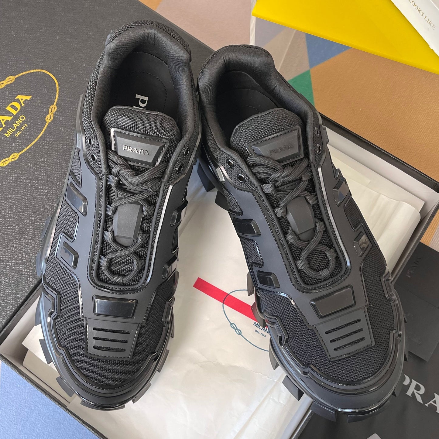КРОСІВКИ PRADA 26S CLOUDBUST THUNDER 60 ММ З ЧОРНОЇ СІТЧАСТОЇ ТКАНИНИ