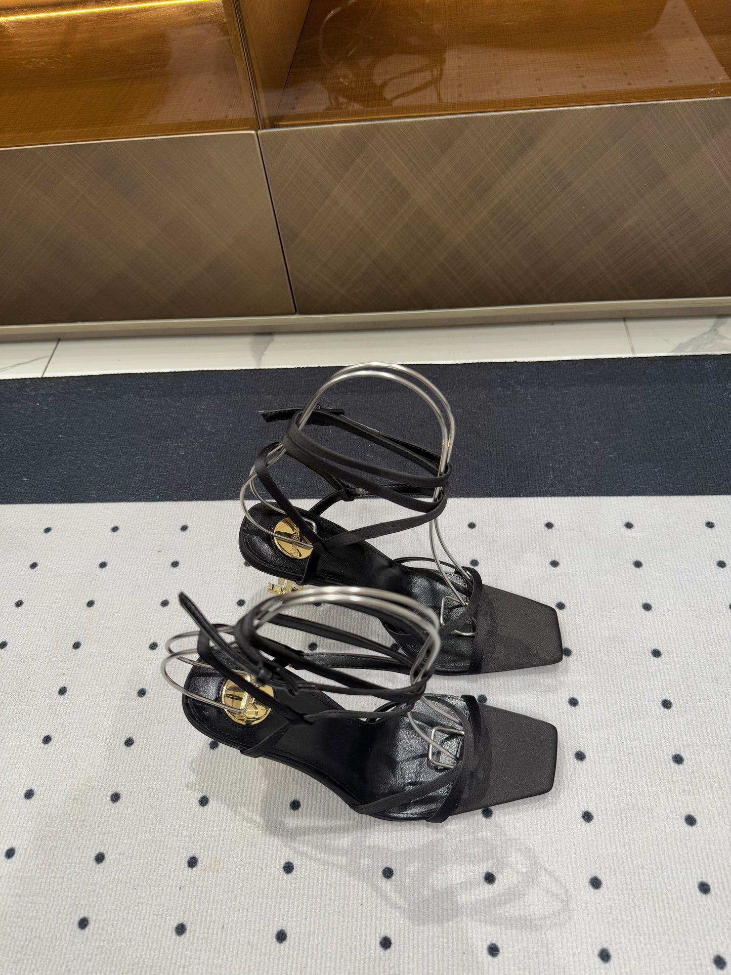 SATIN OPYUM HIGH SANDALS BLACK - 35