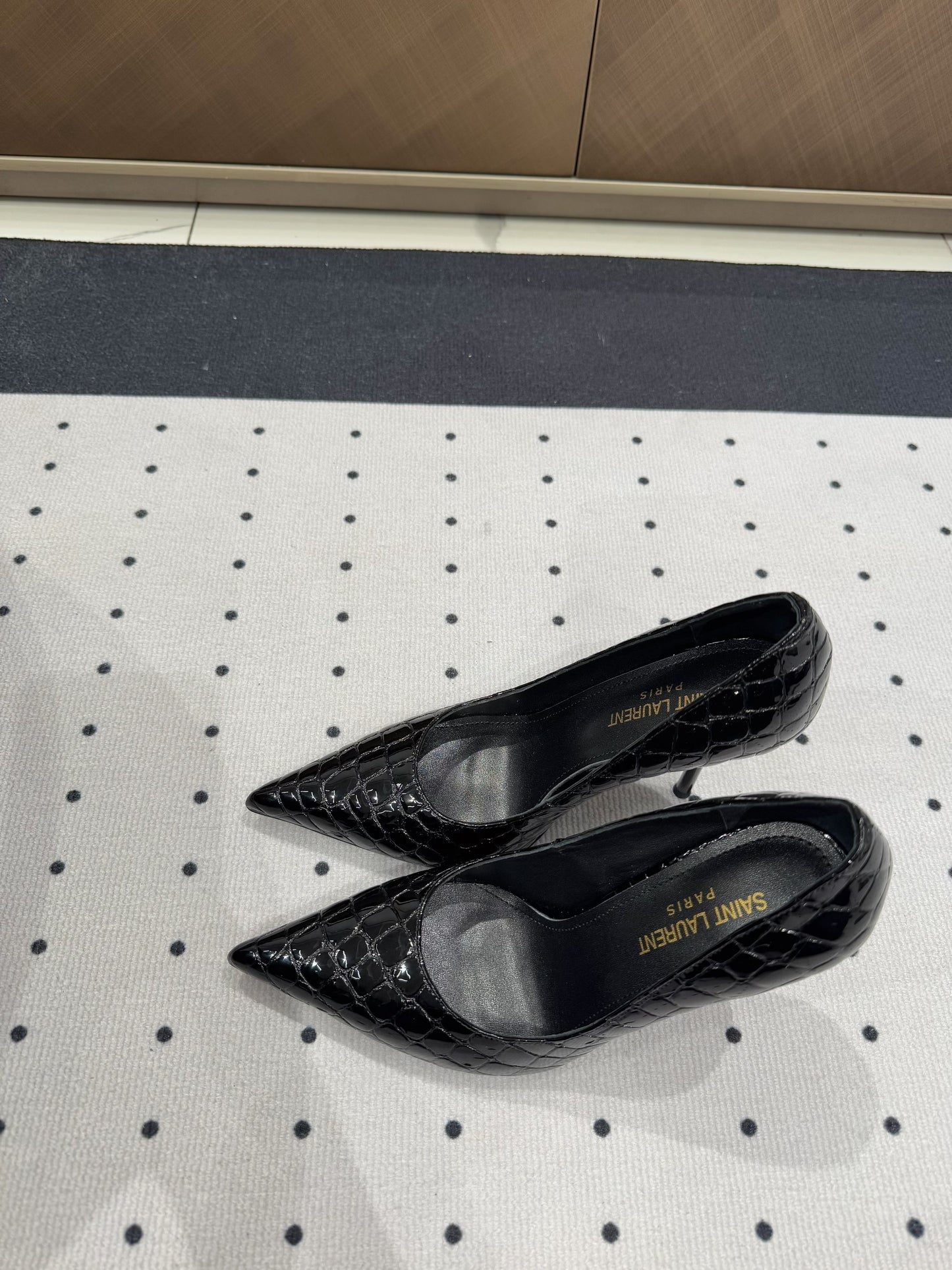 NORMA PUMPS IN BLACK CROCODILE PATTERN SHEEPSKIN - 35