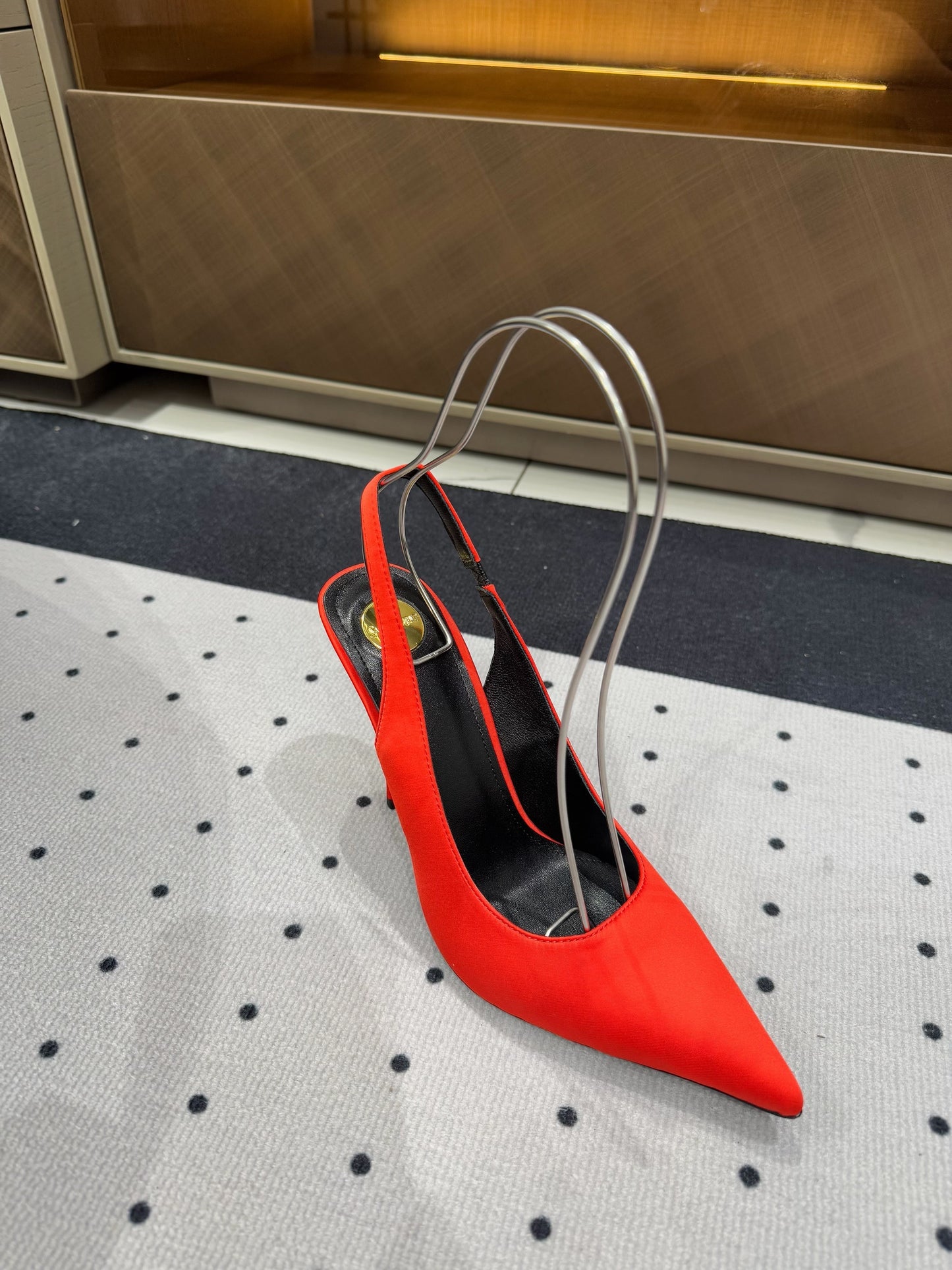 L'ENTRACTE SLINGBACK PUMPS IN RED SATIN - 35