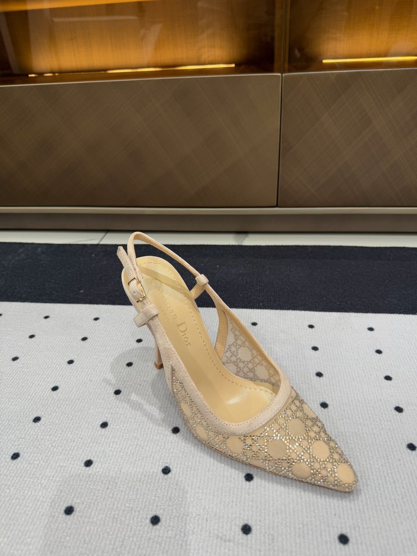 HIGH HEELS SLINGBACK IN CAMEL BEIGE LAMB SUEDE 10 CM - 35