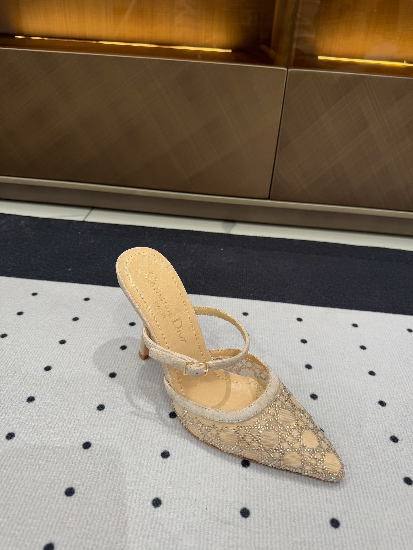HIGH HEELS MULE IN CAMEL BEIGE LAMB SUEDE 10 CM - 35