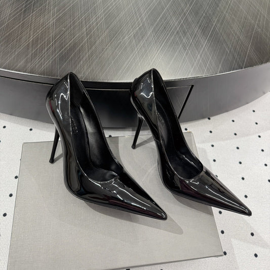 AVENUE 105MM PUMP IN BLACK PATENT CALFSKIN - 35