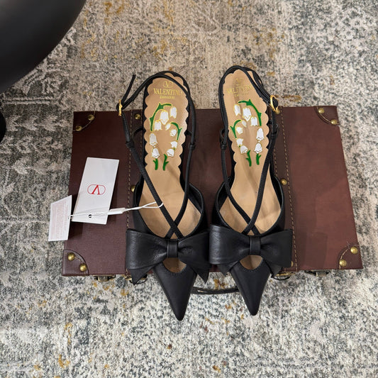 VLTN HIGH HEEL 25S 80 MM IN BLACK CALFSKIN WITH BOW - 35