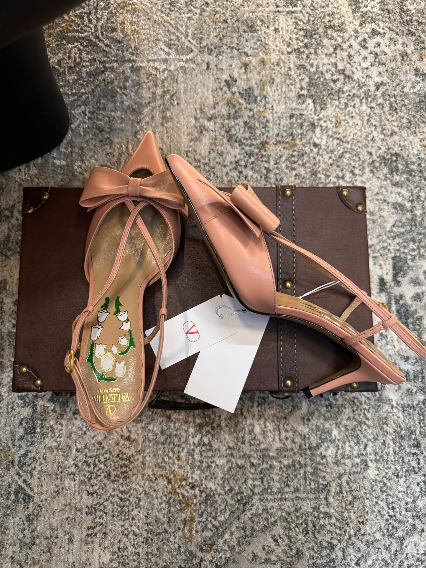 VLTN HIGH HEEL 25S 80 MM IN WARM CLAY PINK CALFSKIN WITH BOW - 35