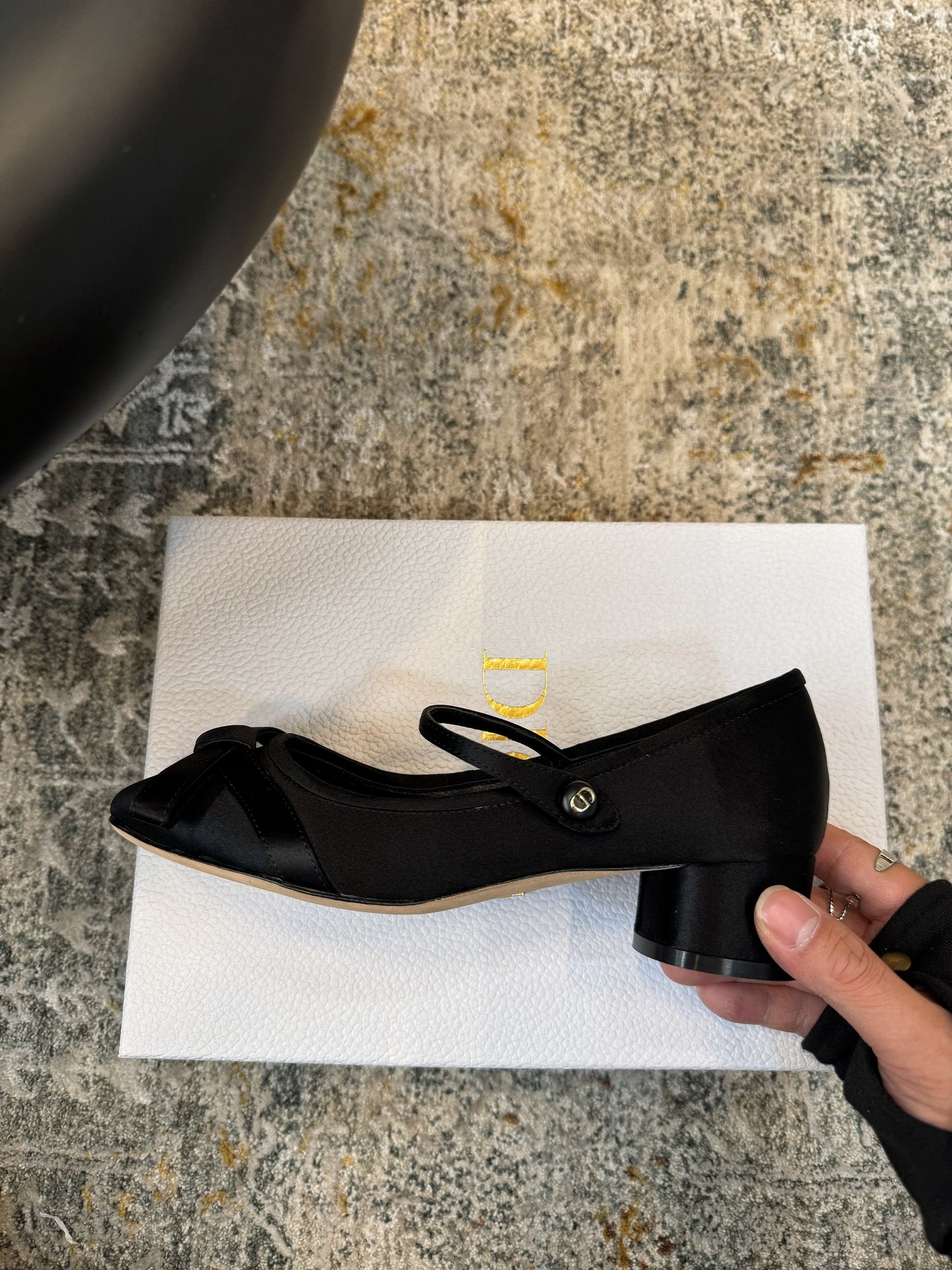 DIOR 25S LOVELY‑D BALLET FLAT 45MM IN BLACK SATIN - 35