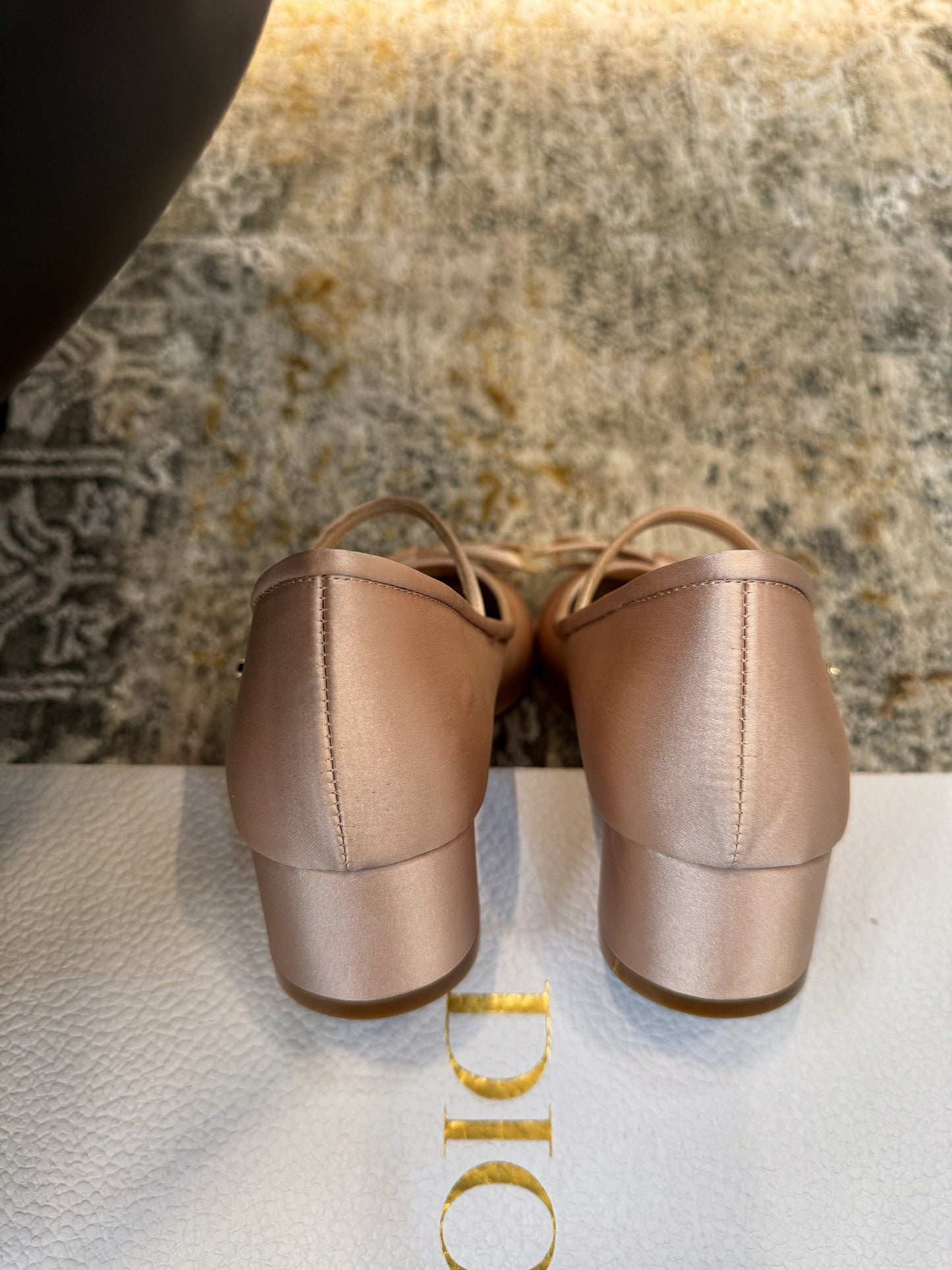 DIOR 25S LOVELY‑D BALLET FLAT 45MM IN NUDE SATIN - 35