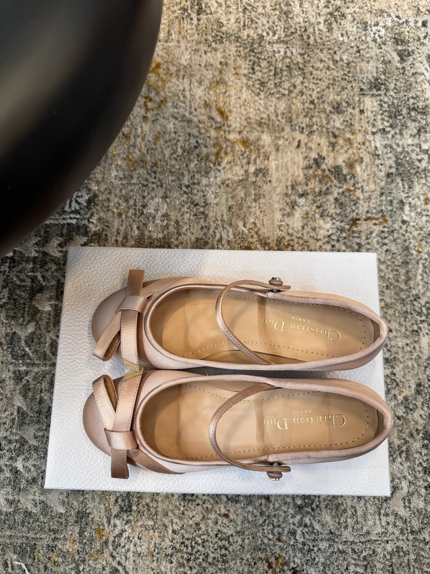 DIOR 25S LOVELY‑D BALLET FLAT 45MM IN NUDE SATIN - 35