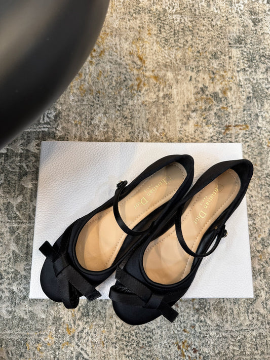 DIOR 25S БАЛЕТКИ LOVELY‑D 10 ММ З ЧОРНОГО АТЛАСУ - 35