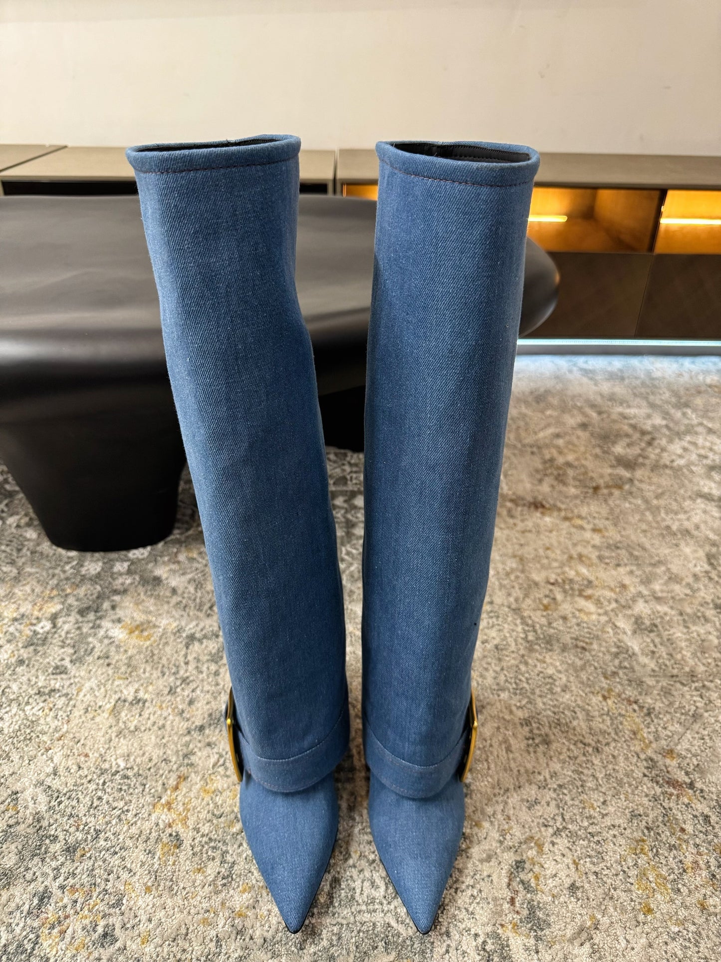 ЧОБОТИ BALMAIN 26S 85 ММ З СИНЬОГО ДЕНІМУ