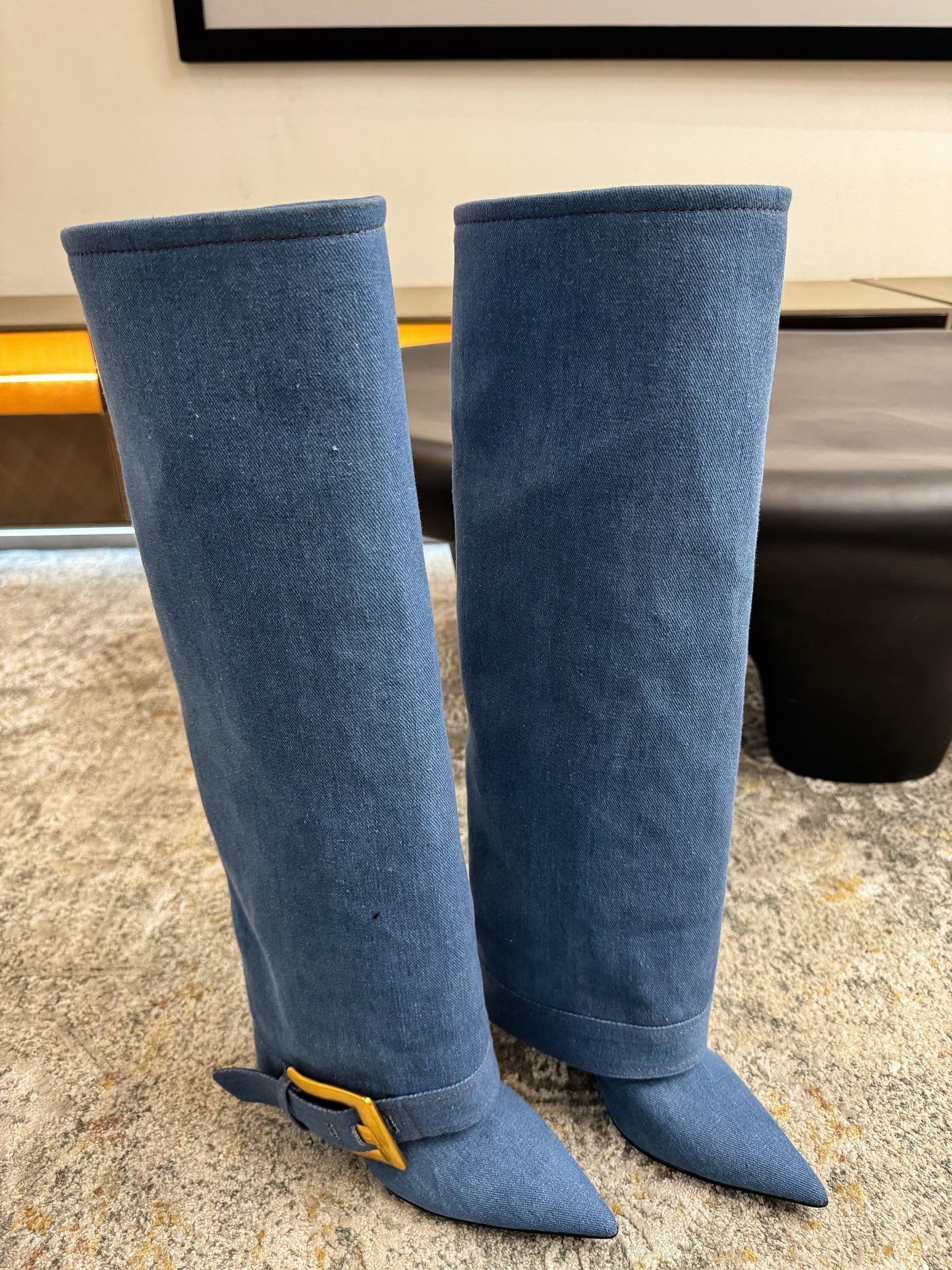 ЧОБОТИ BALMAIN 26S 85 ММ З СИНЬОГО ДЕНІМУ